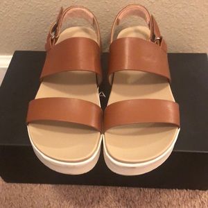 Halston Sandals - Camel Leather Straps